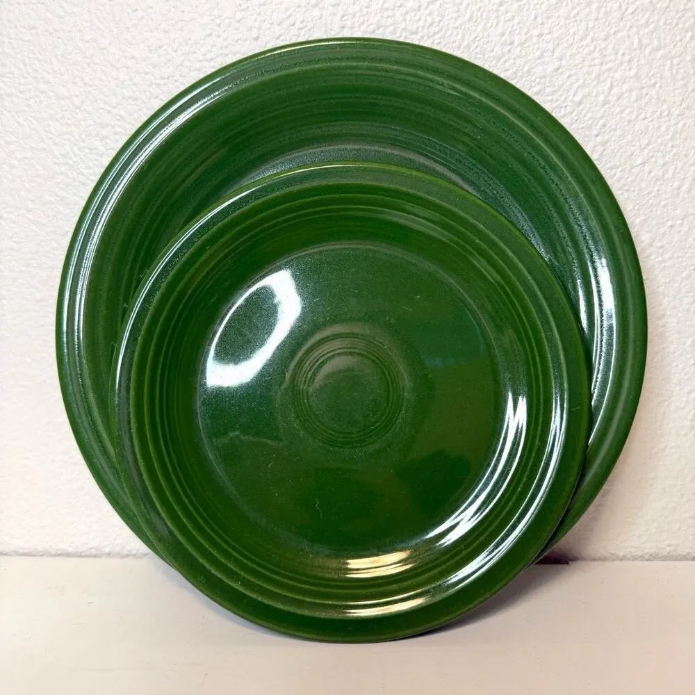 Vintage‎ Fiesta Forest Green 9” Plate & 7” Salad Plate FLAW